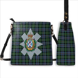ScotsTee Shop Scottish Black Watch Coarse Kilt Ancient Crest Tartan Bucket Bag Ladies Shoulder Bag Midi