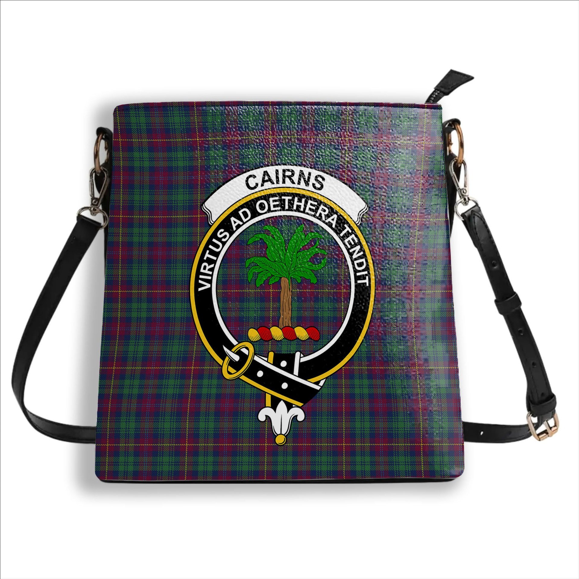 ScotsTee Shop Scottish Cairns of Finavon Modern Crest Tartan Bucket Bag Ladies Shoulder Bag Midi