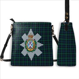 ScotsTee Shop Scottish Black Watch #3 Modern Crest Tartan Bucket Bag Ladies Shoulder Bag Midi