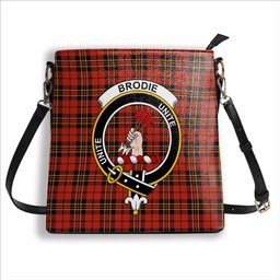 ScotsTee Shop Scottish Brodie Red Ancient Crest Tartan Bucket Bag Ladies Shoulder Bag Midi