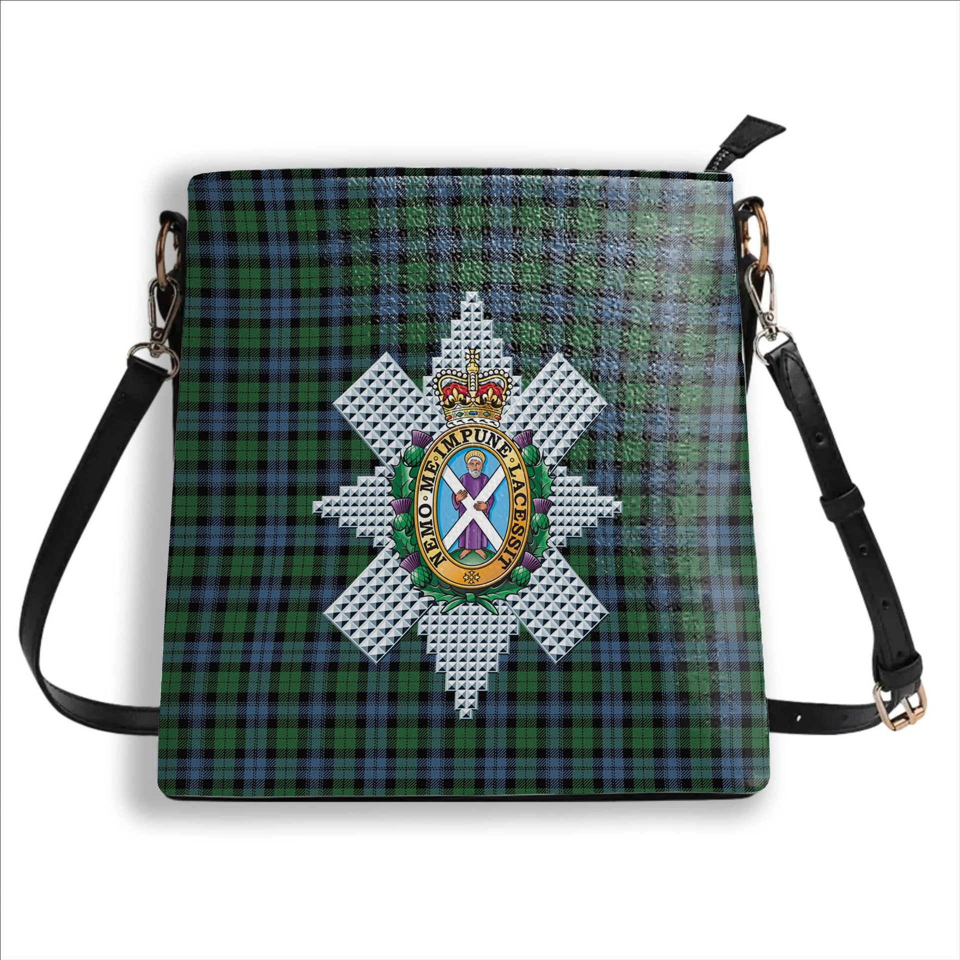 ScotsTee Shop Scottish Black Watch #3 Ancient Crest Tartan Bucket Bag Ladies Shoulder Bag Midi
