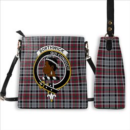 ScotsTee Shop Scottish Borthwick Dress Modern Crest Tartan Bucket Bag Ladies Shoulder Bag Midi