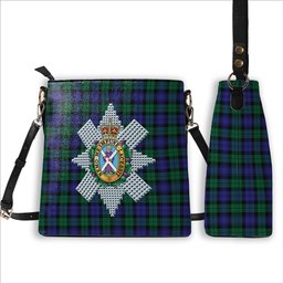 ScotsTee Shop Scottish Black Watch Modern Crest Tartan Bucket Bag Ladies Shoulder Bag Midi