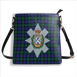 ScotsTee Shop Scottish Black Watch Modern Crest Tartan Bucket Bag Ladies Shoulder Bag Midi