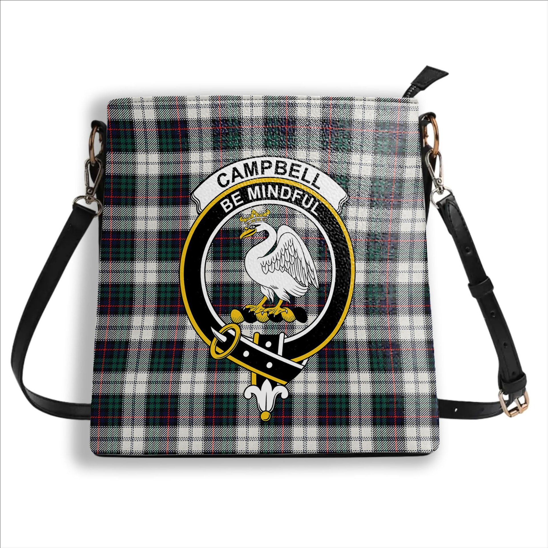 ScotsTee Shop Scottish Campbell of Cawdor Dress Modern Crest Tartan Bucket Bag Ladies Shoulder Bag Midi