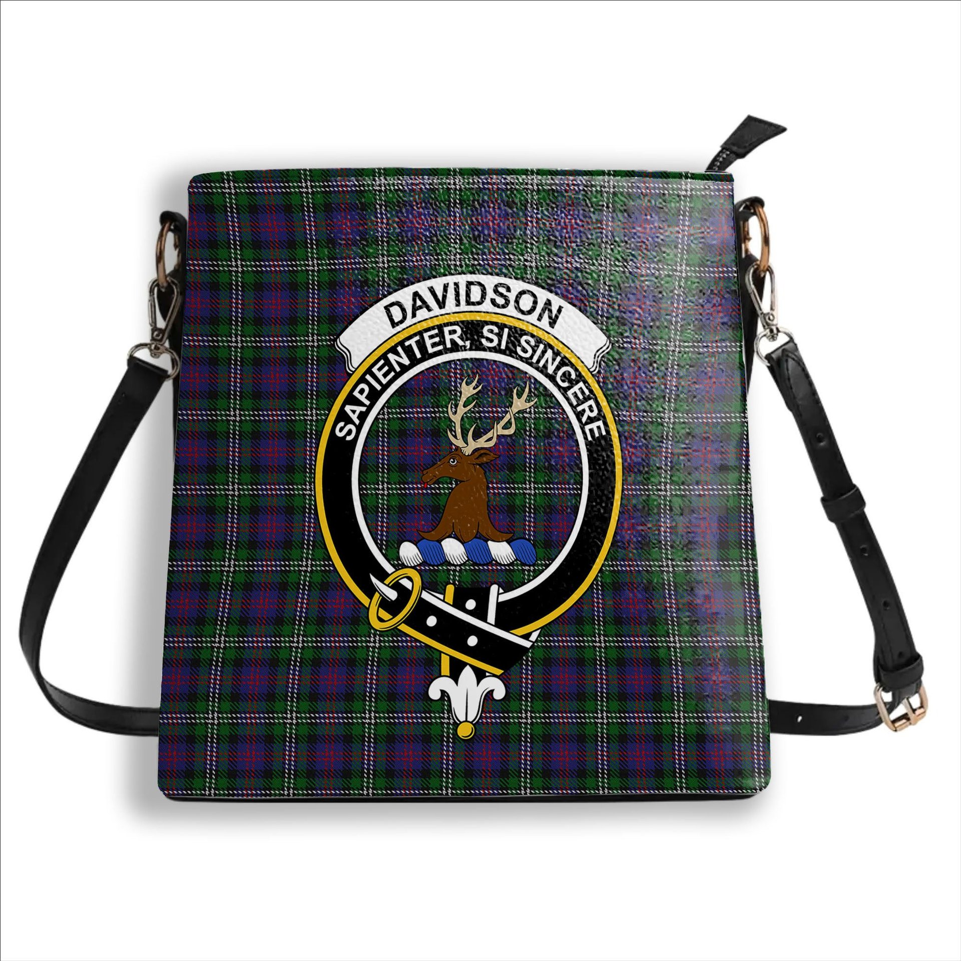 ScotsTee Shop Scottish Davidson Double Crest Tartan Bucket Bag Ladies Shoulder Bag Midi