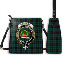 ScotsTee Shop Scottish Douglas Black Modern Crest Tartan Bucket Bag Ladies Shoulder Bag Midi
