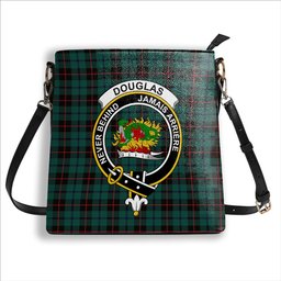 ScotsTee Shop Scottish Douglas Black Modern Crest Tartan Bucket Bag Ladies Shoulder Bag Midi