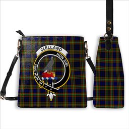 ScotsTee Shop Scottish Clelland Modern Crest Tartan Bucket Bag Ladies Shoulder Bag Midi