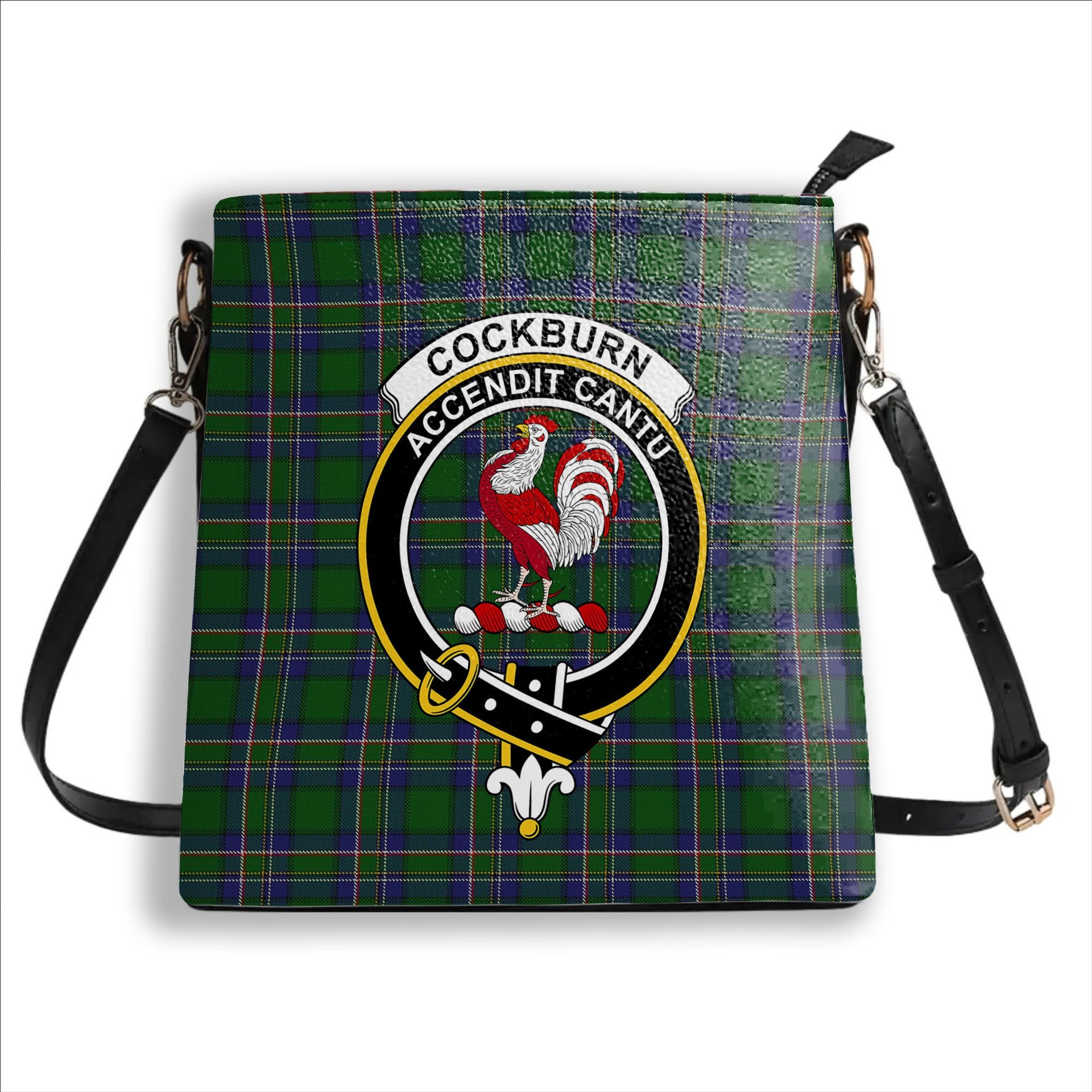 ScotsTee Shop Scottish Cockburn Old Pattern Crest Tartan Bucket Bag Ladies Shoulder Bag Midi