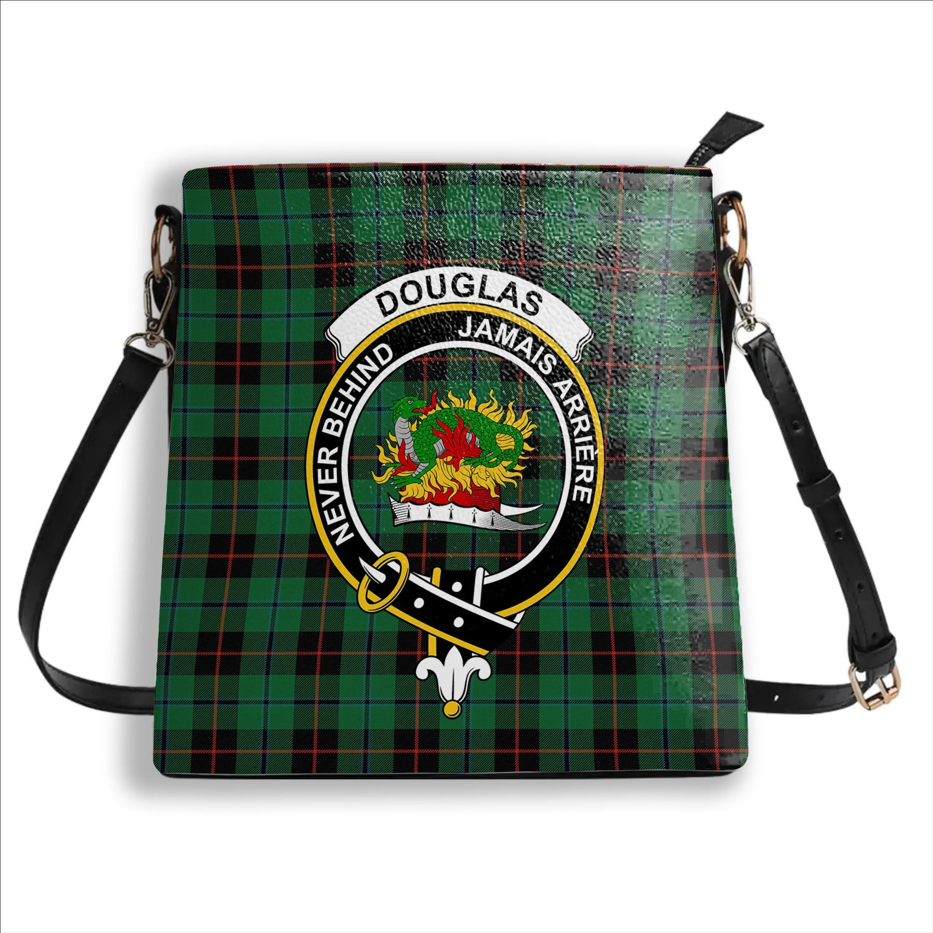 ScotsTee Shop Scottish Douglas Black Ancient Crest Tartan Bucket Bag Ladies Shoulder Bag Midi