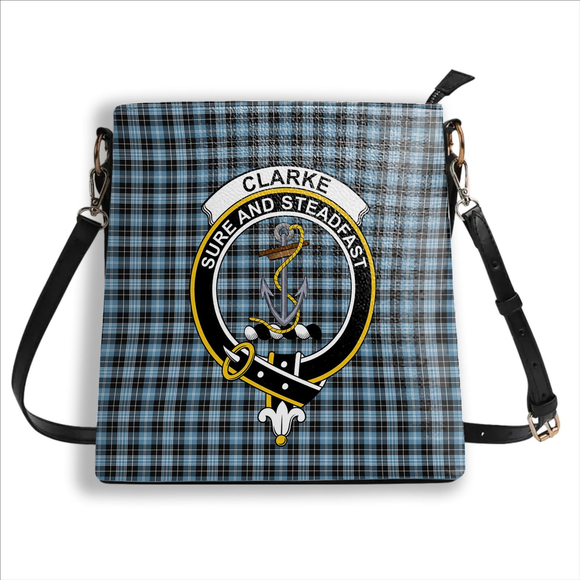 ScotsTee Shop Scottish Clarke Ancient Crest Tartan Bucket Bag Ladies Shoulder Bag Midi