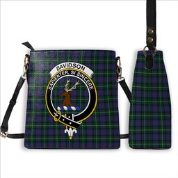 ScotsTee Shop Scottish Davidson of Tulloch 2 Crest Tartan Bucket Bag Ladies Shoulder Bag Midi