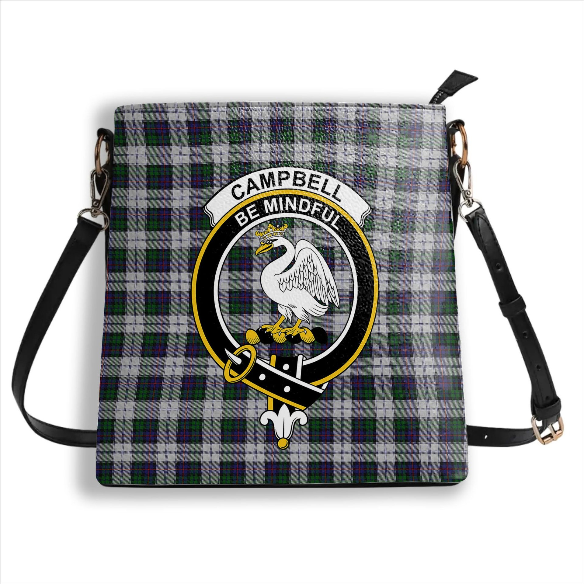 ScotsTee Shop Scottish Campbell of Cawdor Dress Crest Tartan Bucket Bag Ladies Shoulder Bag Midi
