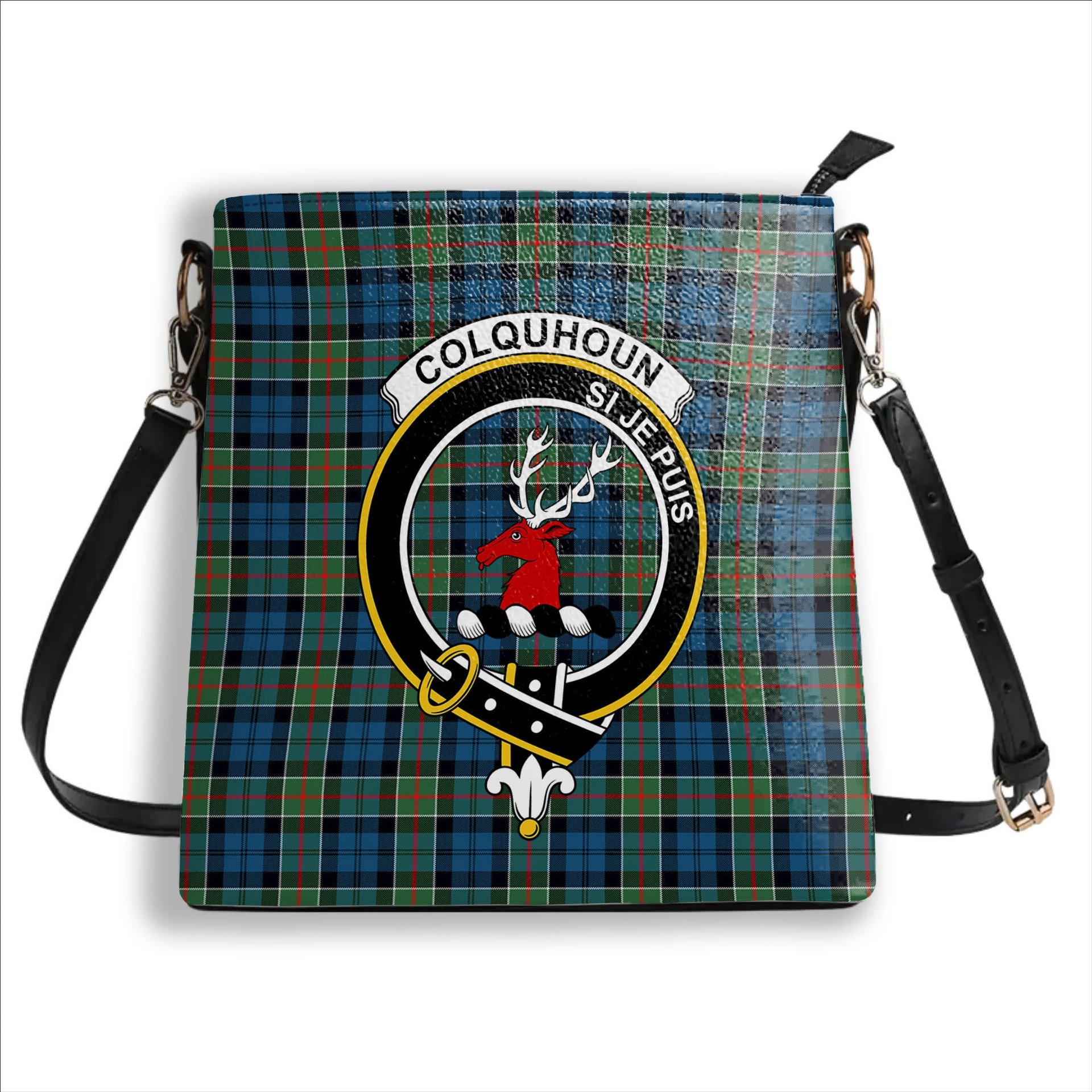 ScotsTee Shop Scottish Colquhoun Ancient Crest Tartan Bucket Bag Ladies Shoulder Bag Midi