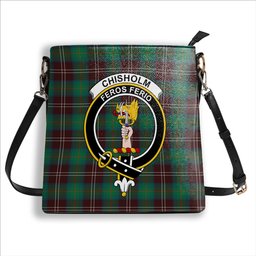 ScotsTee Shop Scottish Chisholm Hunting Ancient Crest Tartan Bucket Bag Ladies Shoulder Bag Midi