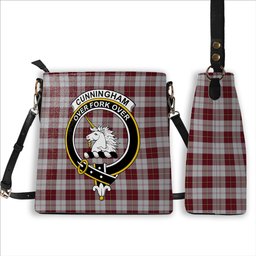 ScotsTee Shop Scottish Cunningham Dress Burgundy Dance Crest Tartan Bucket Bag Ladies Shoulder Bag Midi