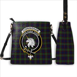 ScotsTee Shop Scottish Cunningham Hunting Crest Tartan Bucket Bag Ladies Shoulder Bag Midi