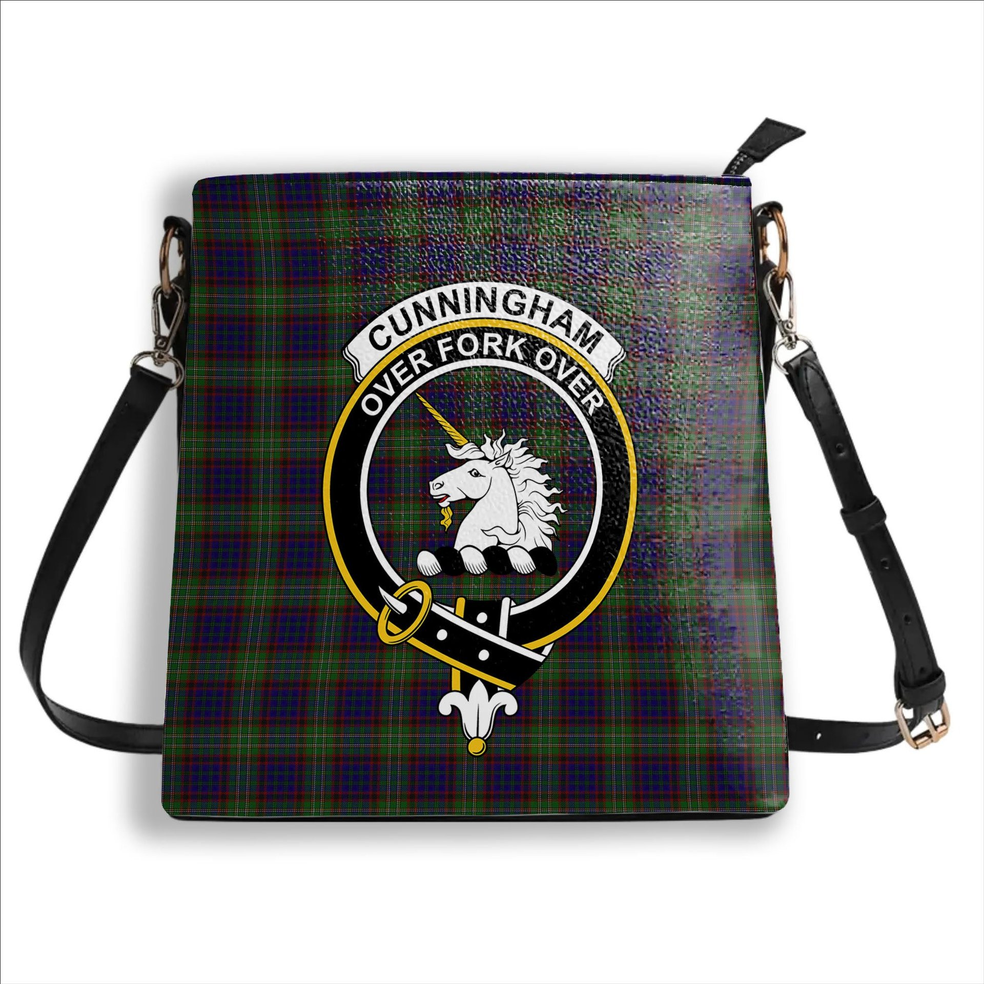 ScotsTee Shop Scottish Cunningham Hunting Crest Tartan Bucket Bag Ladies Shoulder Bag Midi