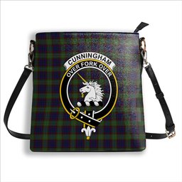 ScotsTee Shop Scottish Cunningham Hunting Crest Tartan Bucket Bag Ladies Shoulder Bag Midi