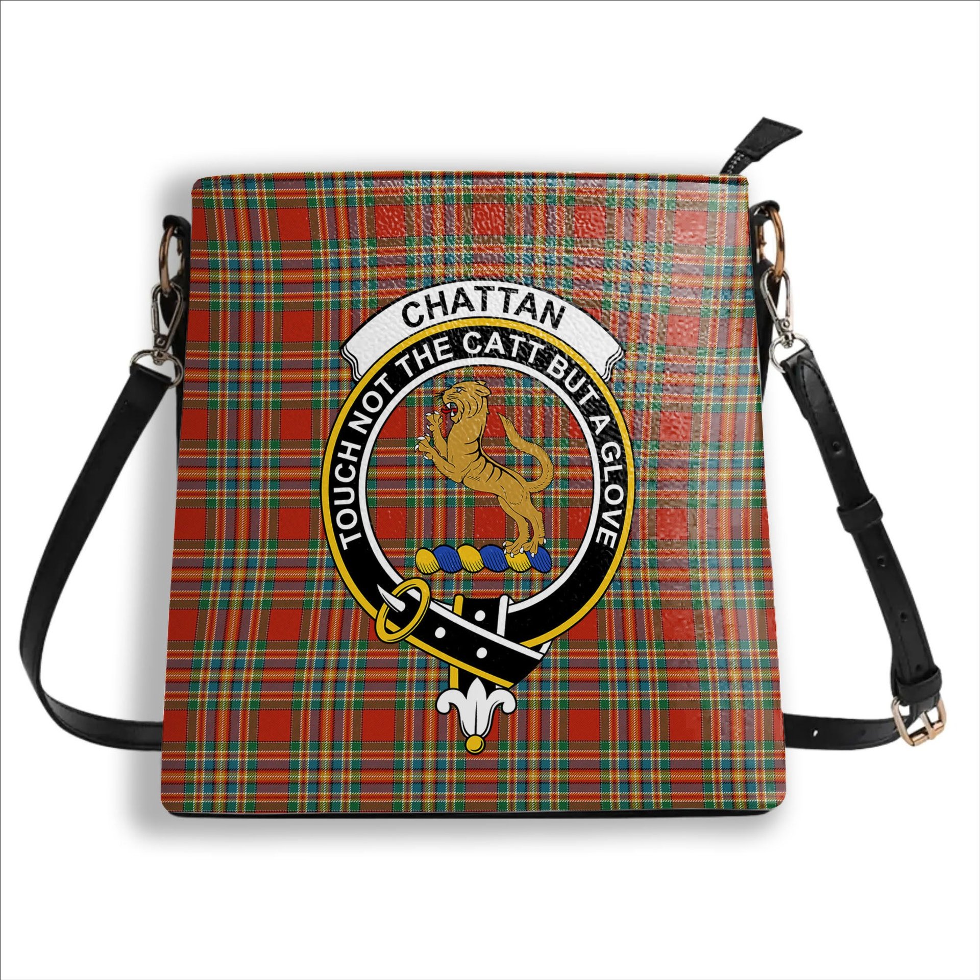 ScotsTee Shop Scottish Chattan Ancient Crest Tartan Bucket Bag Ladies Shoulder Bag Midi