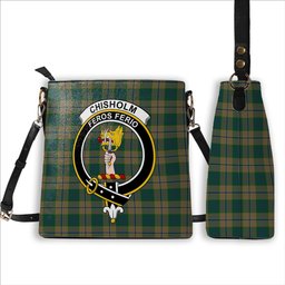 ScotsTee Shop Scottish Chisholm Colonial Crest Tartan Bucket Bag Ladies Shoulder Bag Midi