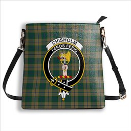 ScotsTee Shop Scottish Chisholm Colonial Crest Tartan Bucket Bag Ladies Shoulder Bag Midi
