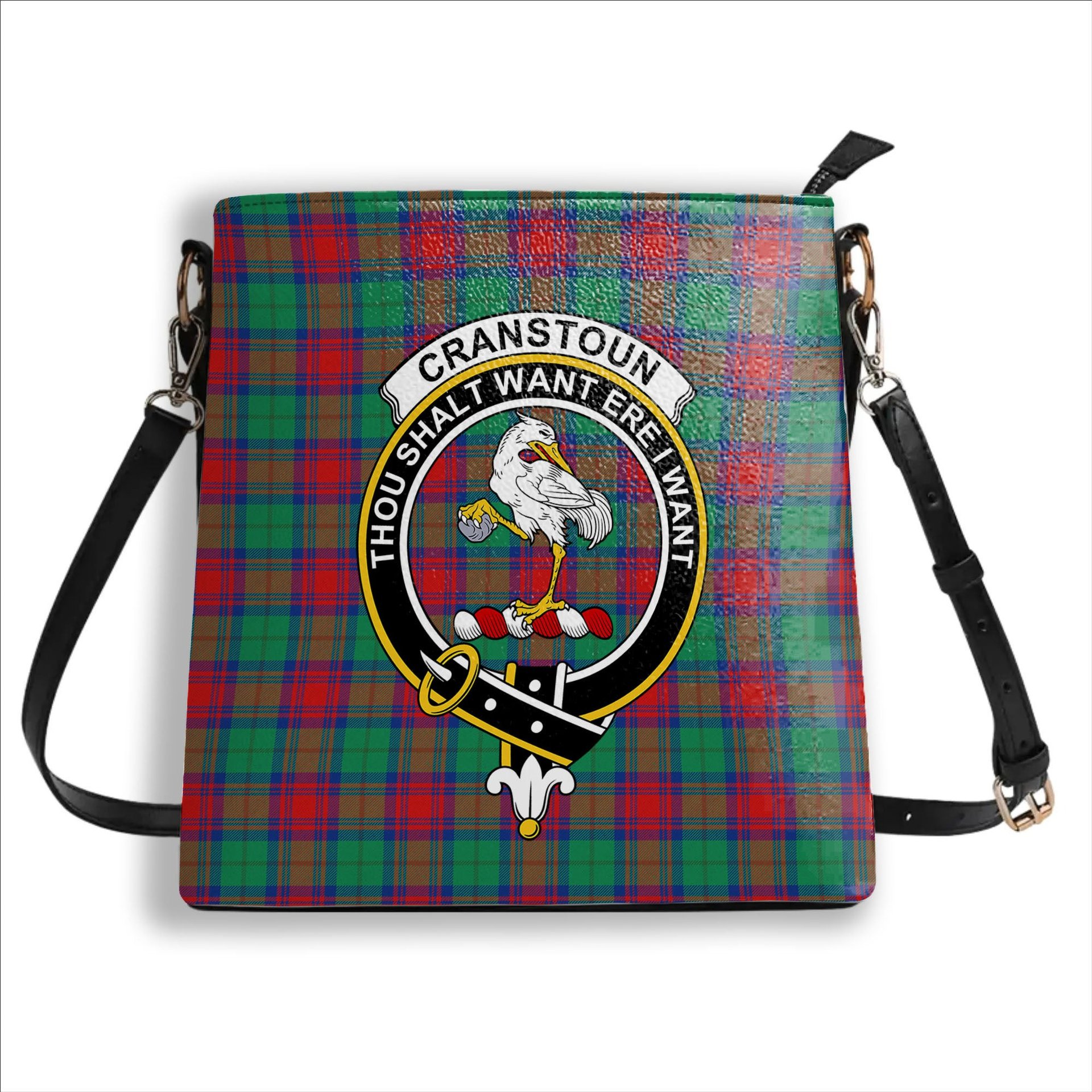 ScotsTee Shop Scottish Cranstoun Dress Modern Crest Tartan Bucket Bag Ladies Shoulder Bag Midi