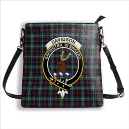 ScotsTee Shop Scottish Davidson Double Modern Crest Tartan Bucket Bag Ladies Shoulder Bag Midi