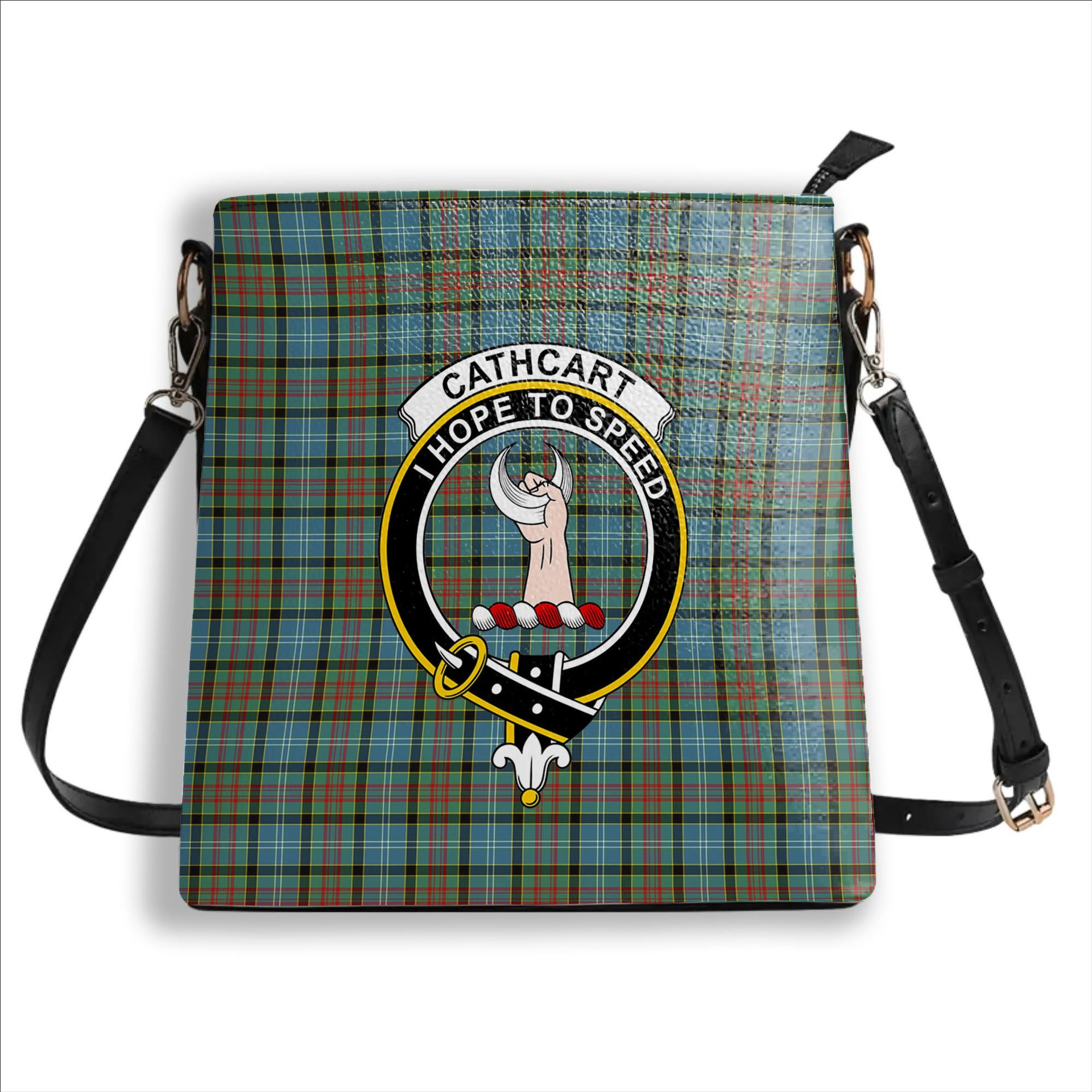 ScotsTee Shop Scottish Cathcart SC Crest Tartan Bucket Bag Ladies Shoulder Bag Midi