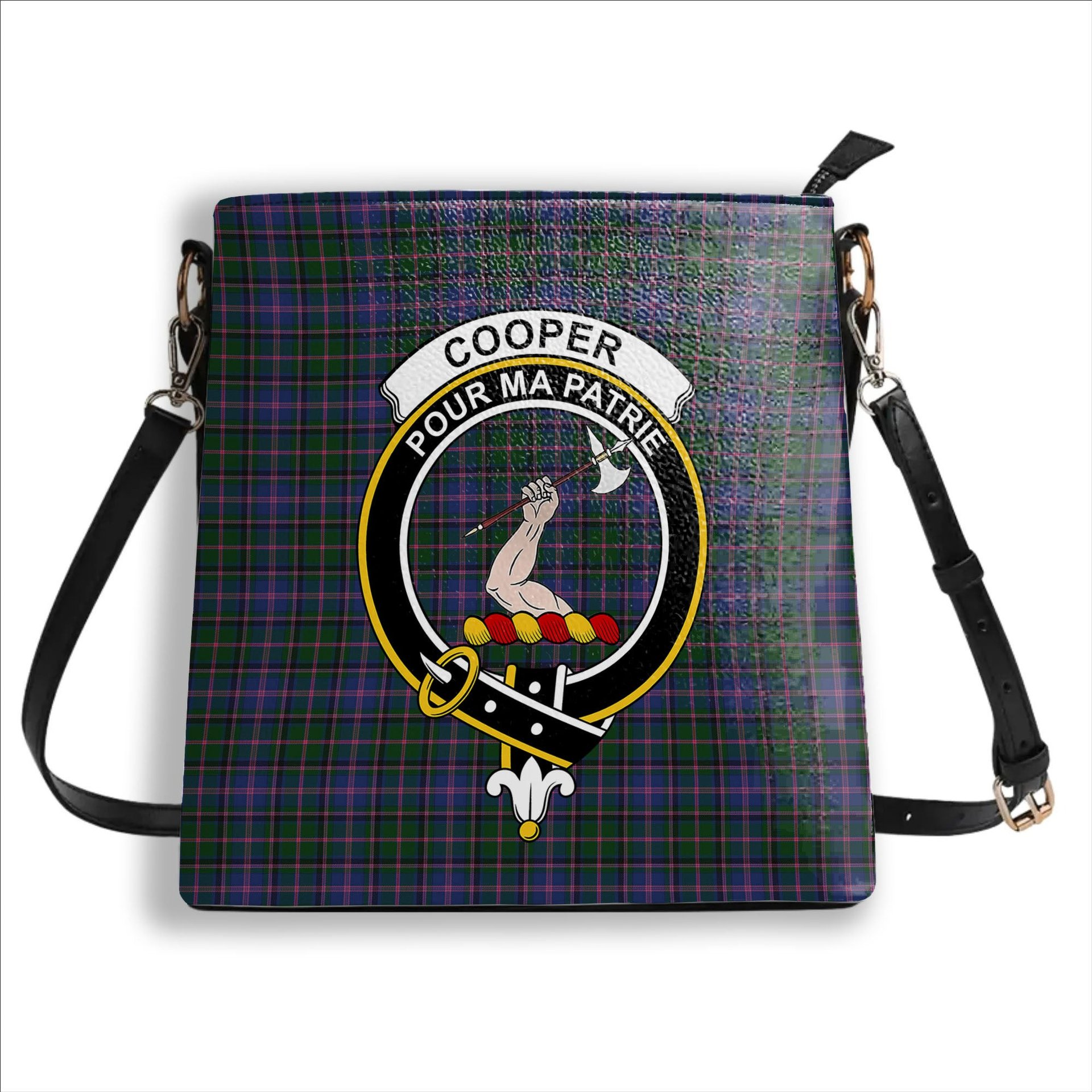 ScotsTee Shop Scottish Cooper Crest Tartan Bucket Bag Ladies Shoulder Bag Midi