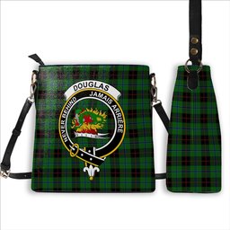 ScotsTee Shop Scottish Douglas Black Crest Tartan Bucket Bag Ladies Shoulder Bag Midi