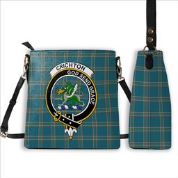 ScotsTee Shop Scottish Crichton Ancient Crest Tartan Bucket Bag Ladies Shoulder Bag Midi