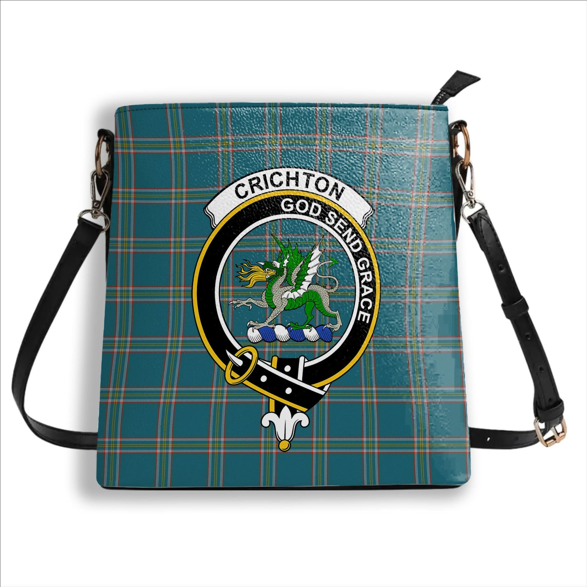 ScotsTee Shop Scottish Crichton Ancient Crest Tartan Bucket Bag Ladies Shoulder Bag Midi