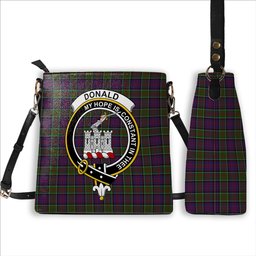 ScotsTee Shop Scottish Donald of Clan Ranald Modern Crest Tartan Bucket Bag Ladies Shoulder Bag Midi