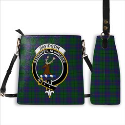 ScotsTee Shop Scottish Davidson Half Crest Tartan Bucket Bag Ladies Shoulder Bag Midi