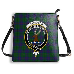 ScotsTee Shop Scottish Davidson Half Crest Tartan Bucket Bag Ladies Shoulder Bag Midi