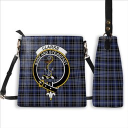 ScotsTee Shop Scottish Clarke Crest Tartan Bucket Bag Ladies Shoulder Bag Midi