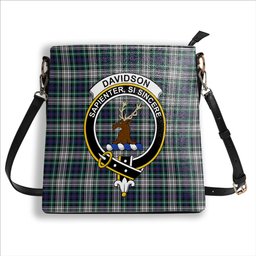 ScotsTee Shop Scottish Davidson of Tulloch Dress Modern Crest Tartan Bucket Bag Ladies Shoulder Bag Midi