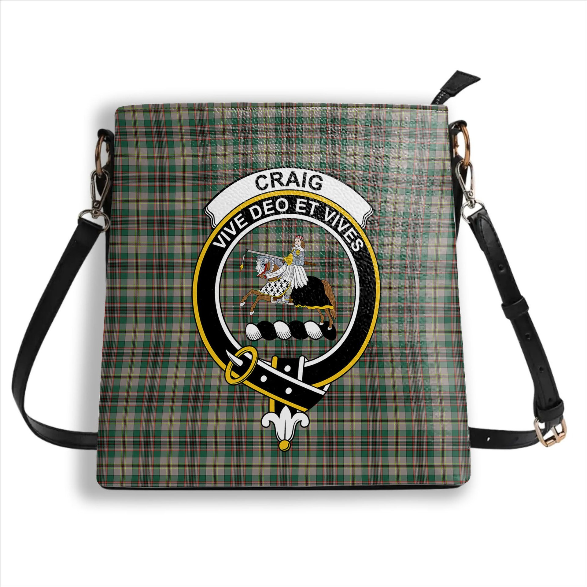 ScotsTee Shop Scottish Craig Ancient Crest Tartan Bucket Bag Ladies Shoulder Bag Midi