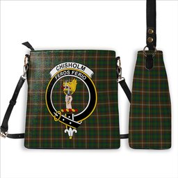 ScotsTee Shop Scottish Chisholm Hunting Crest Tartan Bucket Bag Ladies Shoulder Bag Midi