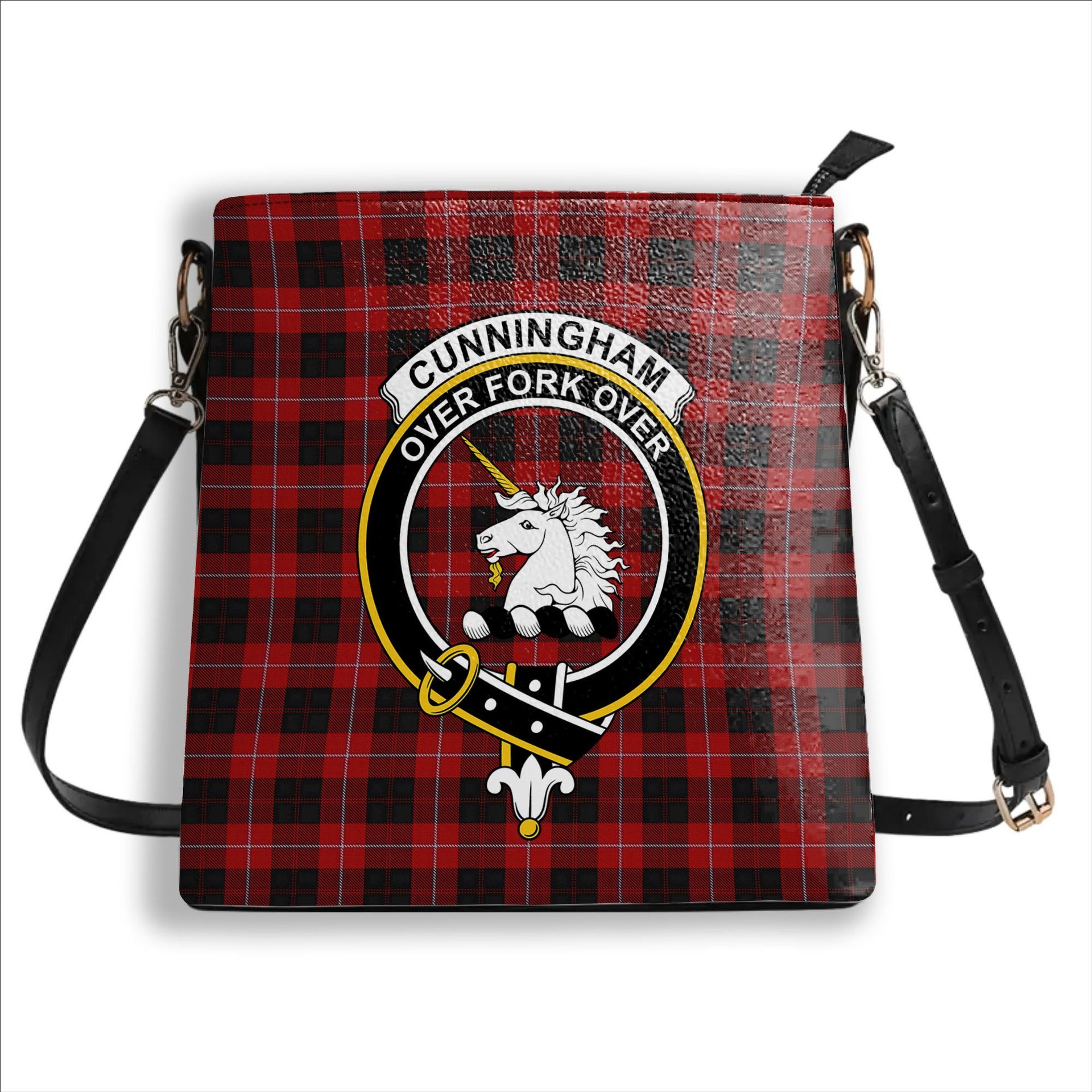 ScotsTee Shop Scottish Cunningham 3 Crest Tartan Bucket Bag Ladies Shoulder Bag Midi