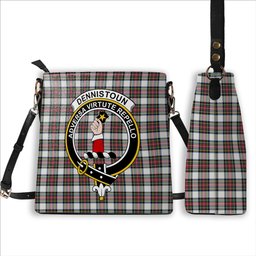 ScotsTee Shop Scottish Dennistoun Crest Tartan Bucket Bag Ladies Shoulder Bag Midi