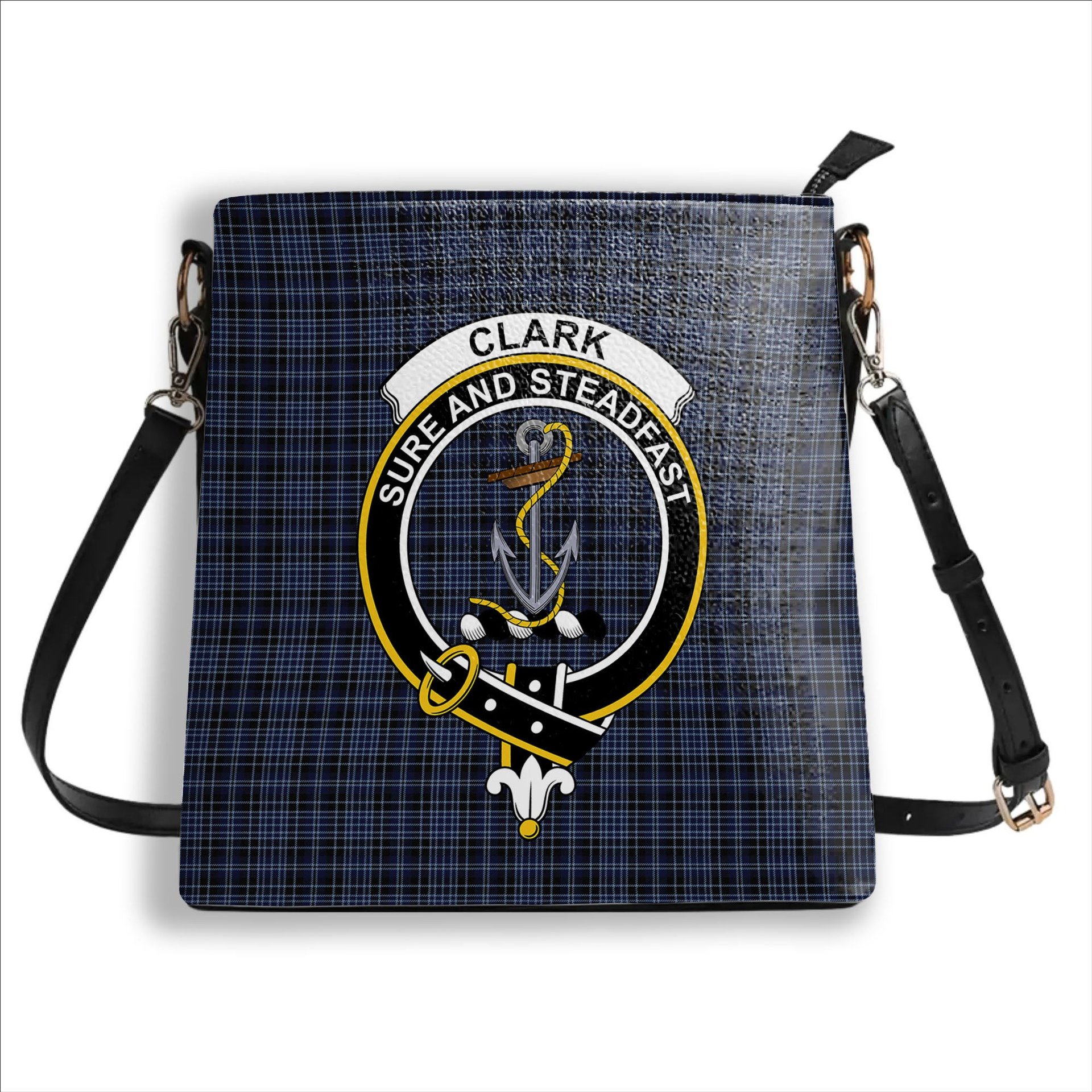ScotsTee Shop Scottish Clark (Clergy) Modern Clan Crest Tartan Bucket Bag Ladies Shoulder Bag Midi