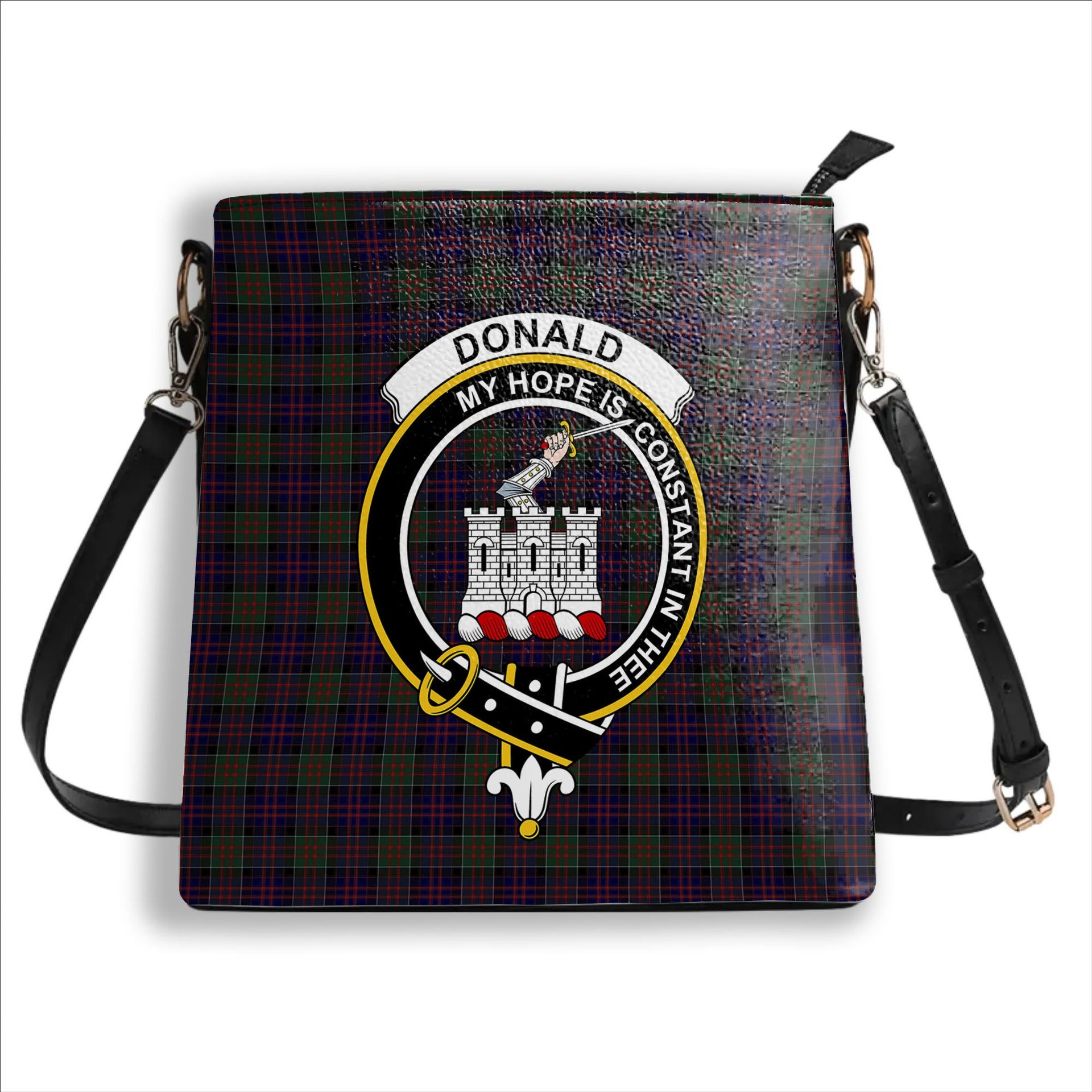 ScotsTee Shop Scottish Donald of Clan Ranald Crest Tartan Bucket Bag Ladies Shoulder Bag Midi