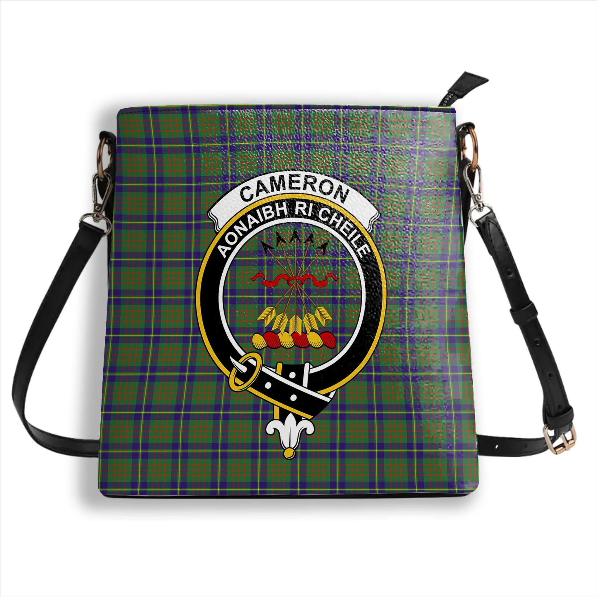 ScotsTee Shop Scottish Cameron of Lochiel Hunting Crest Tartan Bucket Bag Ladies Shoulder Bag Midi