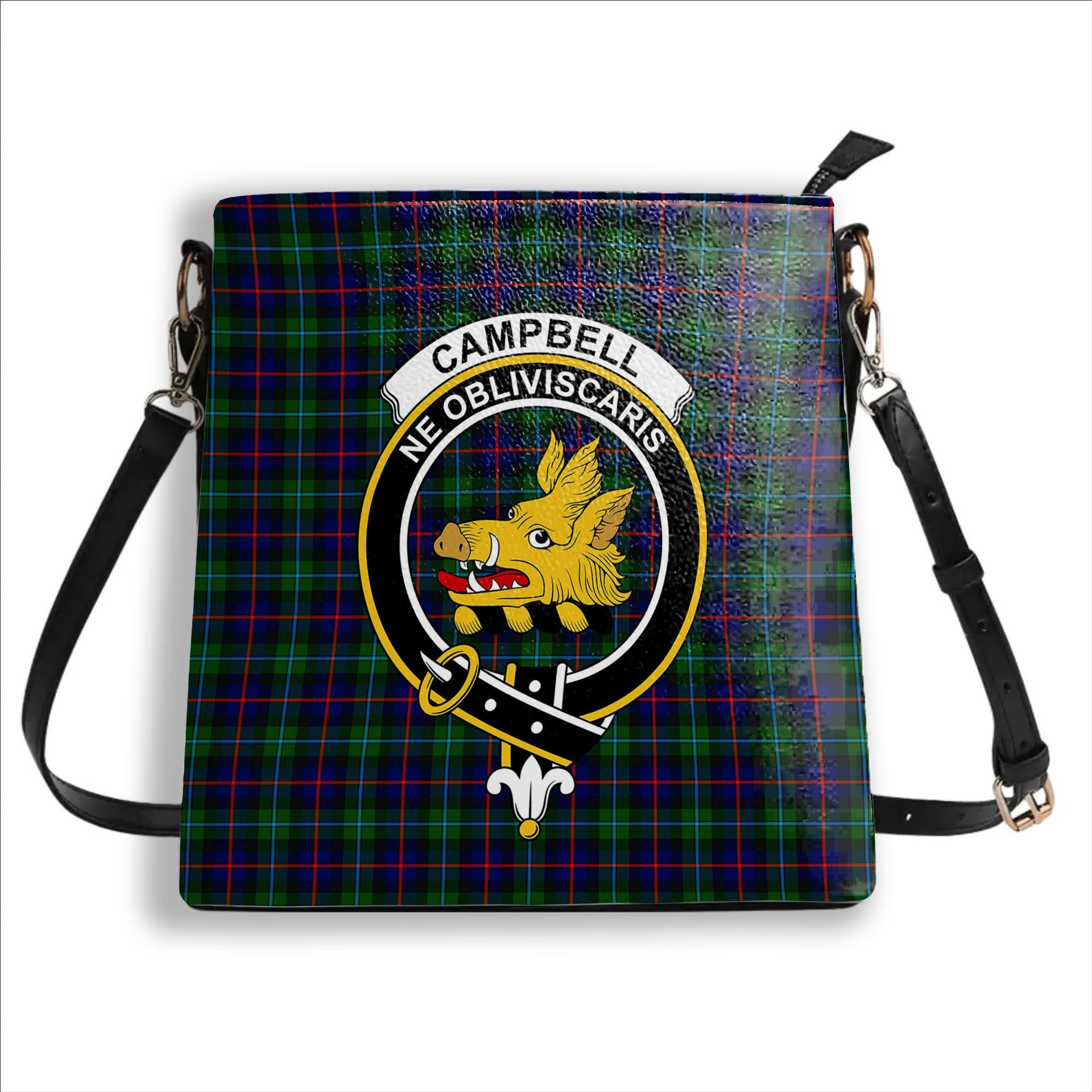 ScotsTee Shop Scottish Campbel of Cawdor Modern Crest Tartan Bucket Bag Ladies Shoulder Bag Midi