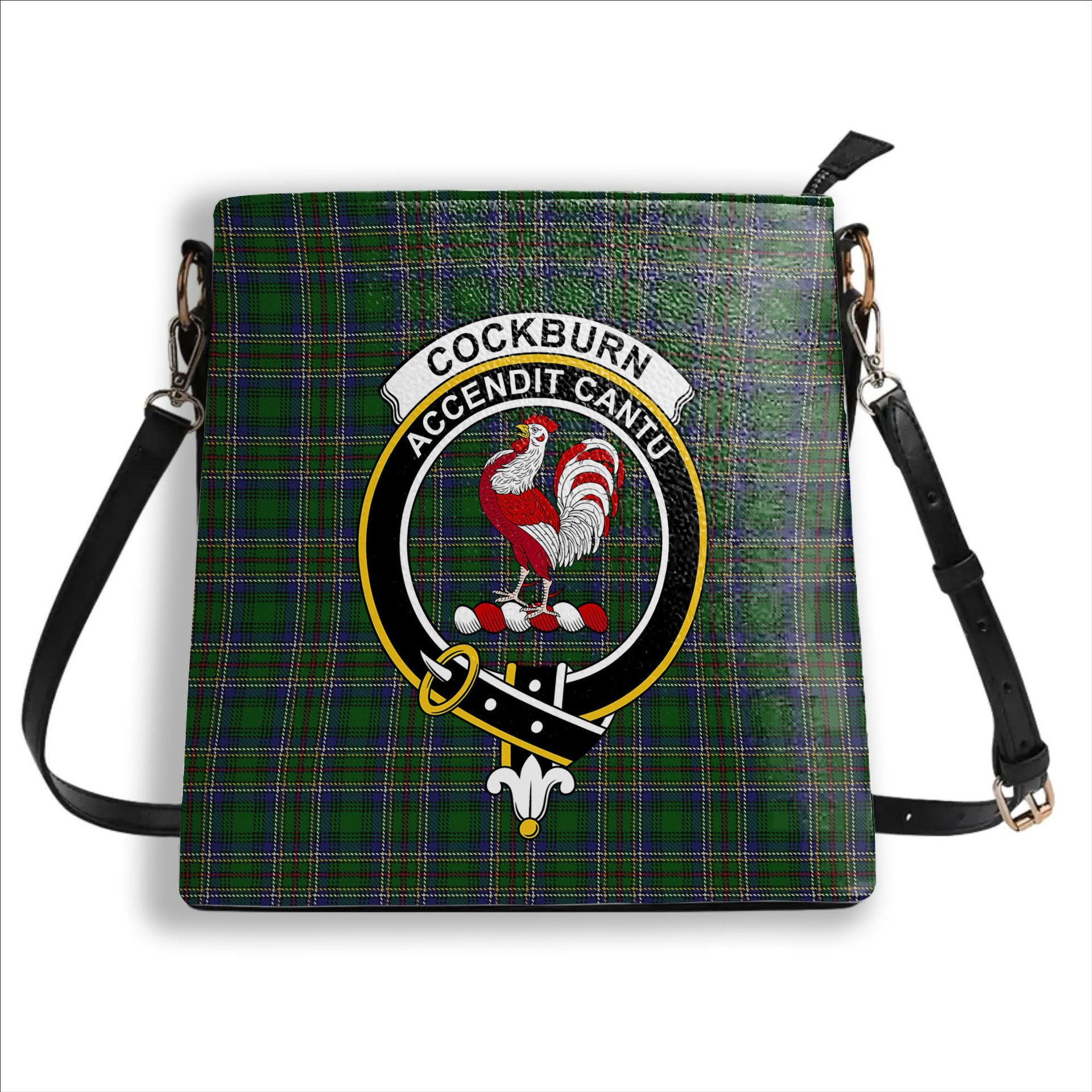 ScotsTee Shop Scottish Cockburn Crest Tartan Bucket Bag Ladies Shoulder Bag Midi