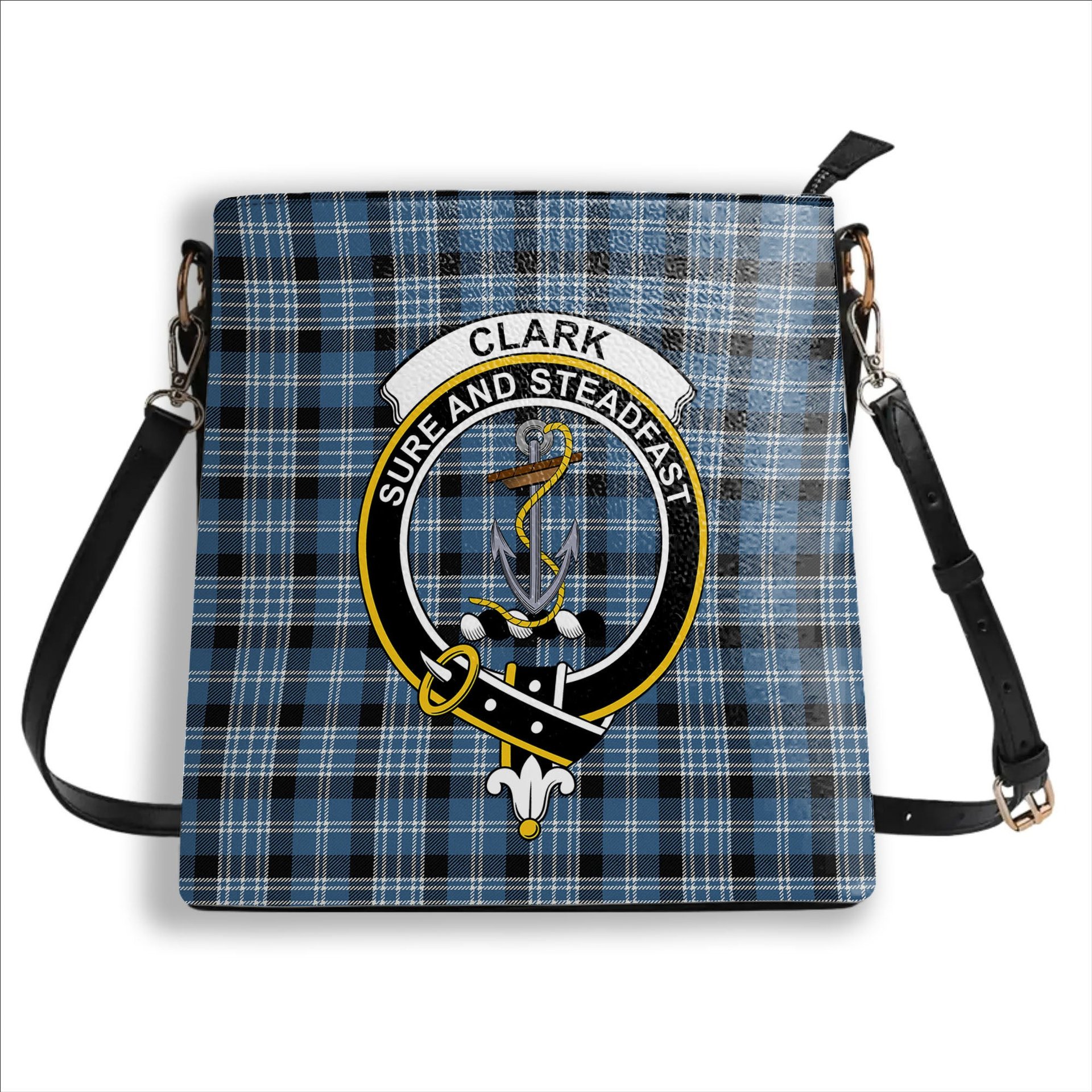ScotsTee Shop Scottish Clark Modern Crest Tartan Bucket Bag Ladies Shoulder Bag Midi