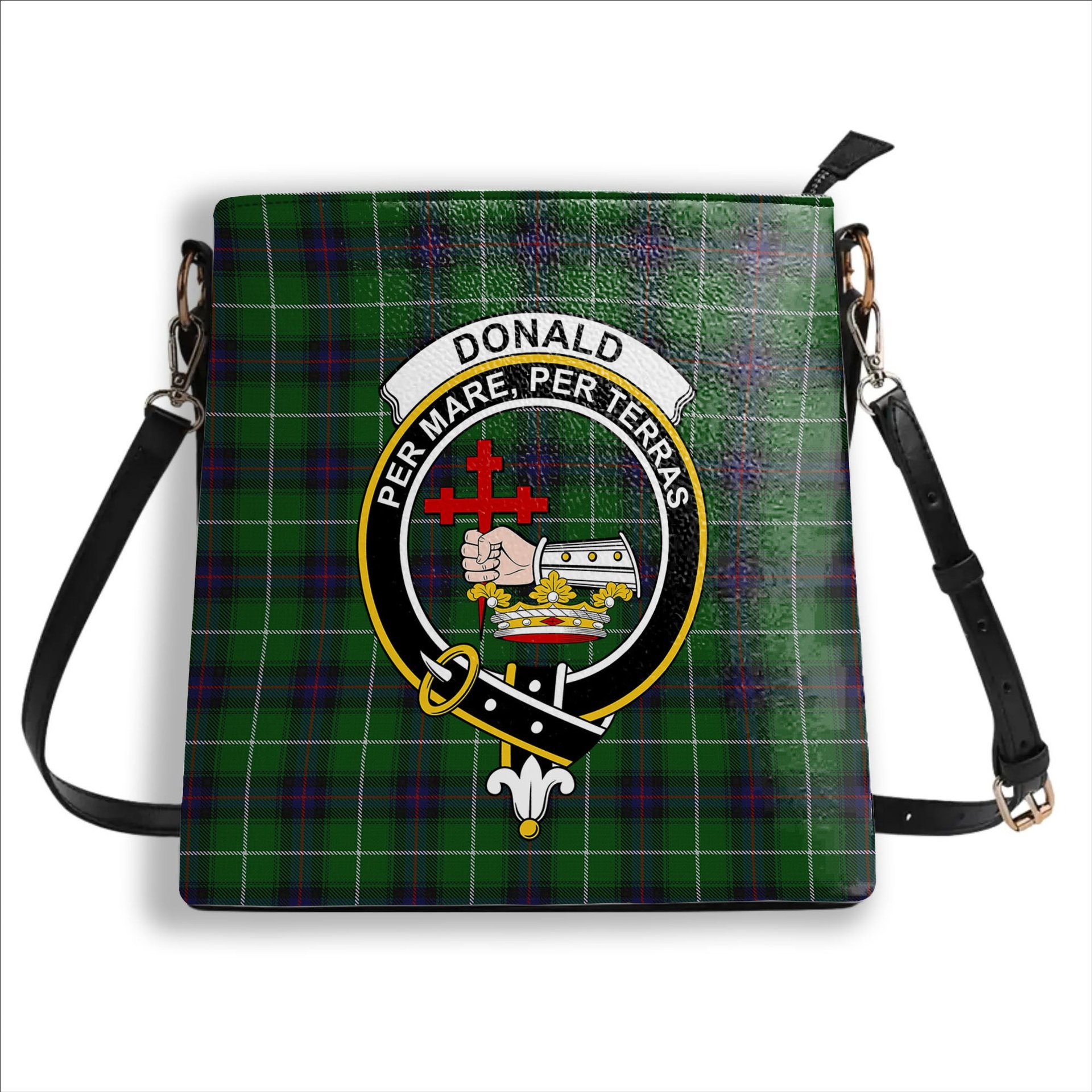 ScotsTee Shop Scottish Donald of The Isles Crest Tartan Bucket Bag Ladies Shoulder Bag Midi
